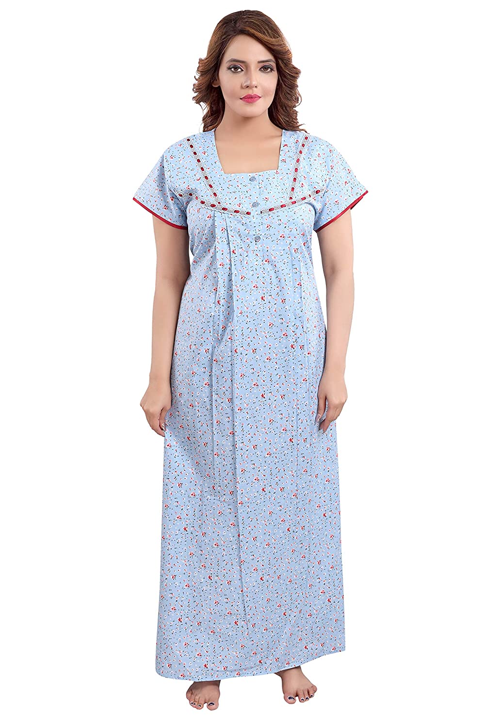 Regular Wear Embroidered Ladies Nighties Cotton, Free Size, Age