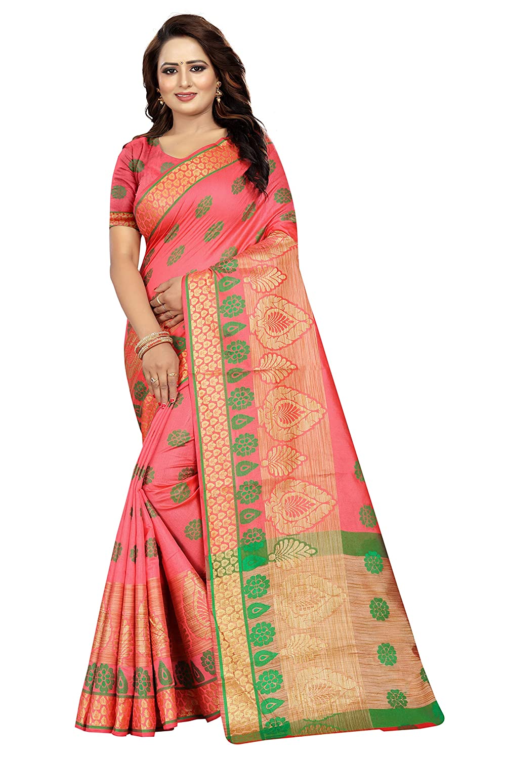 Buy Beige Satin Silk Booti Work Handwoven Saree With Running Blouse For  Women by Sacred Weaves Online at Aza Fashions.