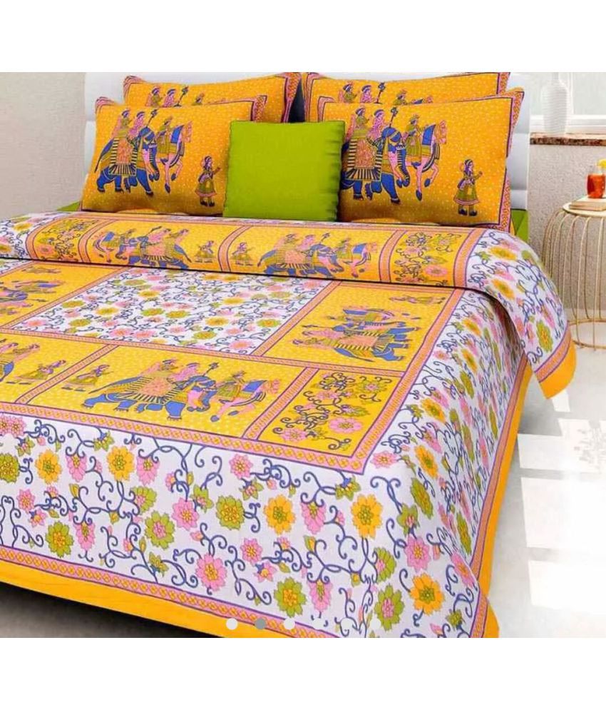 Rajasthani Bedsheet Double Cotton Multicolor Floral Bed Sheet – Shop